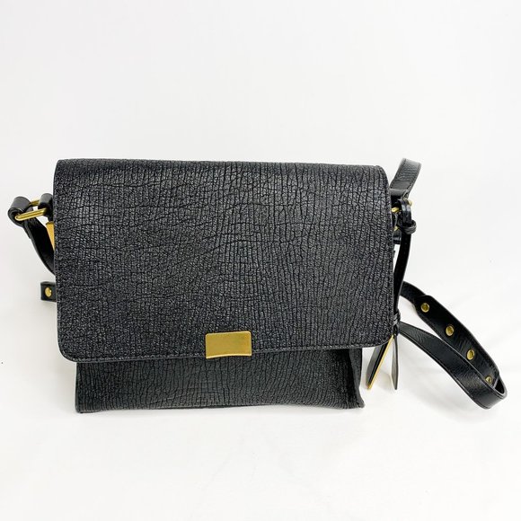 Joy Gryson Bags Joy Gryson Textured Black Leather Crossbody Bag